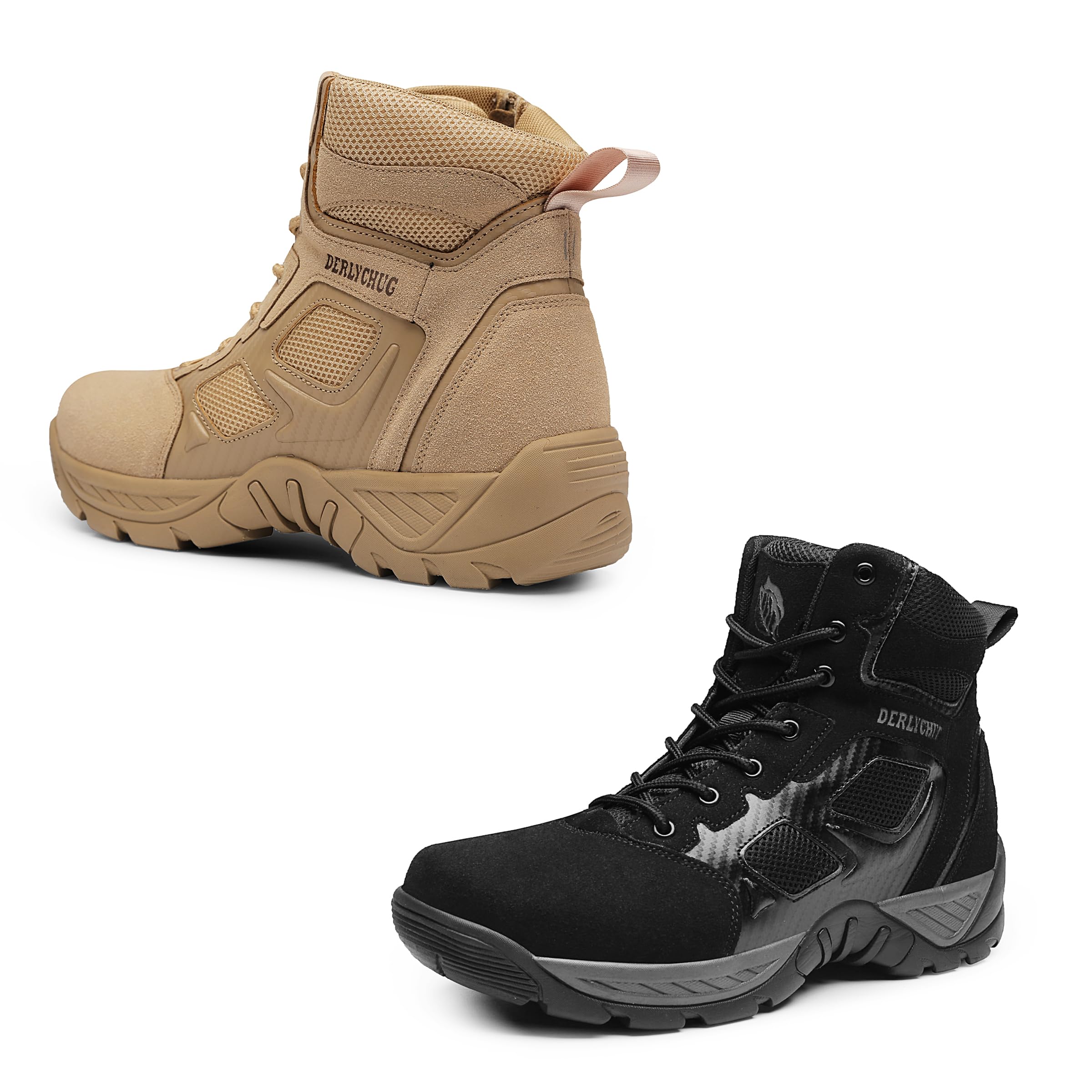 Herren Militärische Taktische Arbeitsstiefel Side Zipper Wandern Kampf Leichte Stiefel