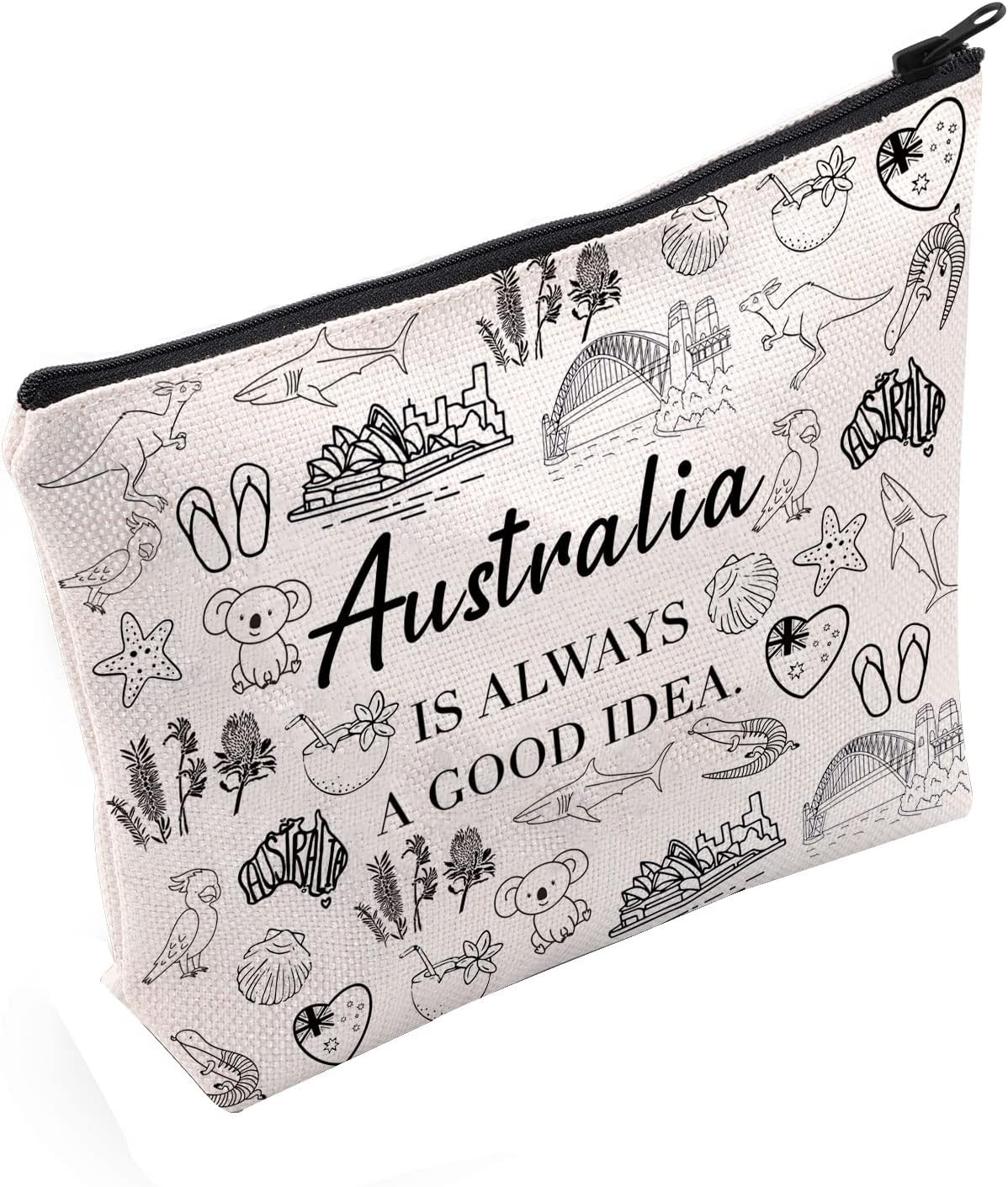 POFULL Globetrotter Gift Australia Is Always A Good Idea Cosmetic Bag Australia Landmark Theme Gift (Australia Is Always Cosmetic Bag)