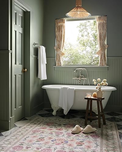 Miniatura 2 de Loloi Rifle Paper Co. Rosa Collection Rosa RSA-01 - Alfombra decorativa color marfil de 2 pies x 5 pies