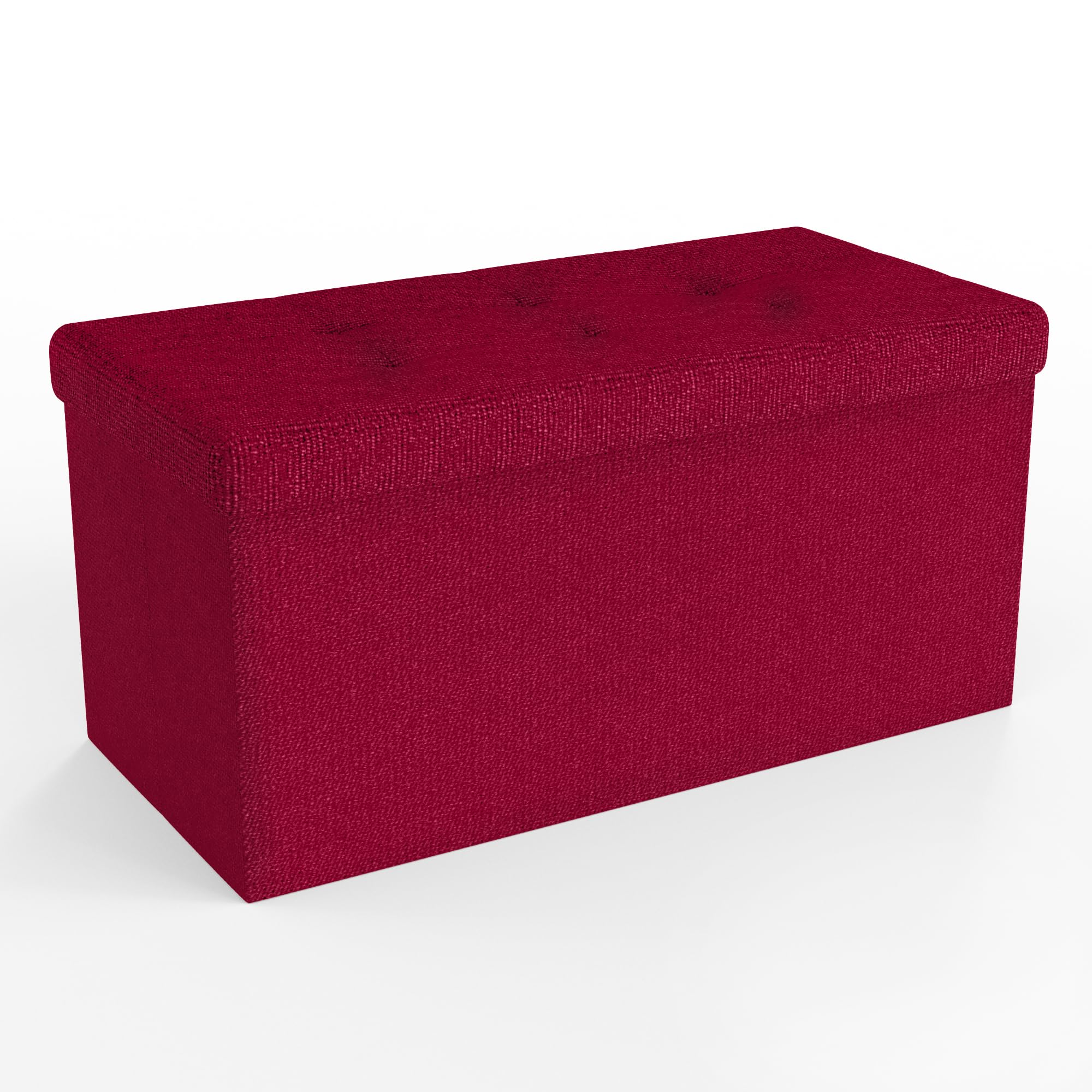 INTIRILIFE Banco Plegable 76x38x38 cm en Rojo - Cubo Con Tapa y Espacio de Almacenamiento de Tela Con Huecos - Asiento Reposapiés Plegable Caja de Almacenamiento Cofre Taburete