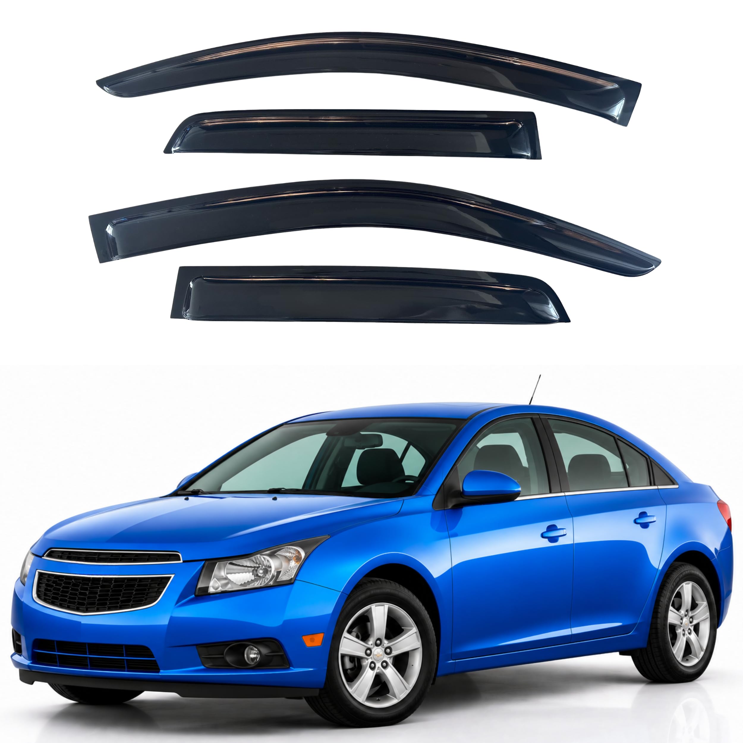IG Window Visors Fit for 2011-2015 Chevrolet Cruze, Out-Channel Rain Guards Vent Wind Deflectors 4PC, Car Accessories for 2016 Chevy Cruze Limited