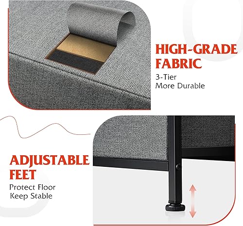 Miniatura 7 de WLIVE Cómoda para dormitorio con 8 cajones, cómoda de tela ancha para almacenamiento y organización, cómoda, cómoda para sala de estar, armario,