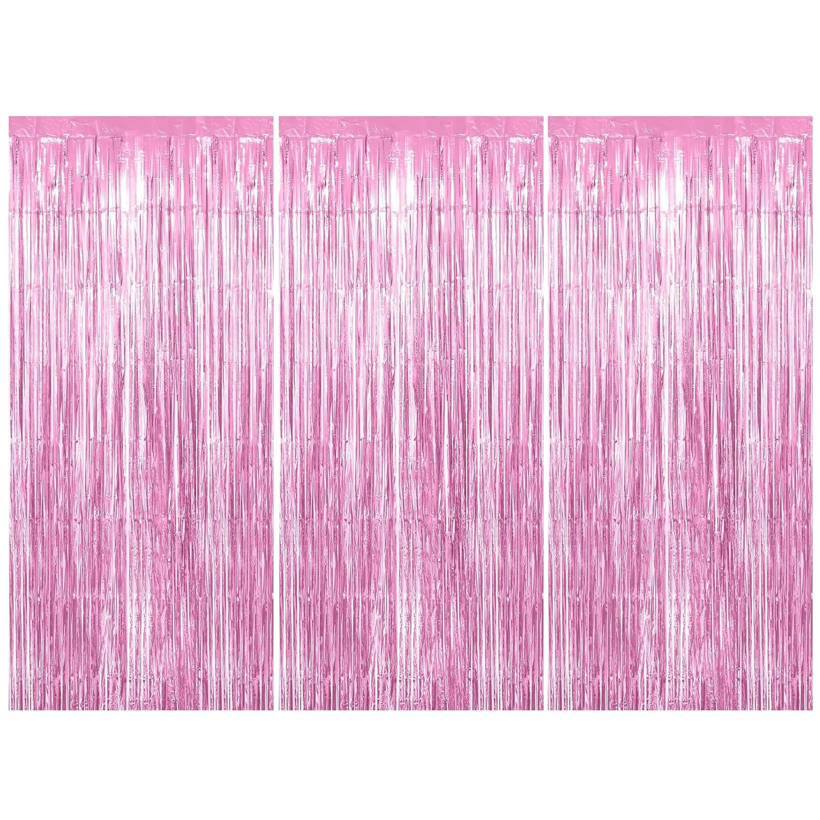 Atnayo Pink 3 Pcs Foil Curtain, 3.2 X 6.5Ft Tinsel Curtains, Foil Curtain Backdrop