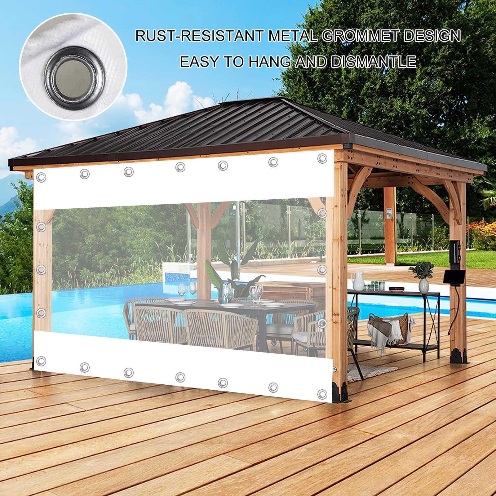 Pvc Waterdicht Transparant Dekzeil Zijpaneel,Buiten Zeildoek Gordijn Met Oogjes,Wit Doorzichtig Dekzeil Zijpanelen,Pergola Gazebo Patio Veranda Carport Scheidingsgordijnen,W×H-2.5×2.2m(8.2 * 7.2ft