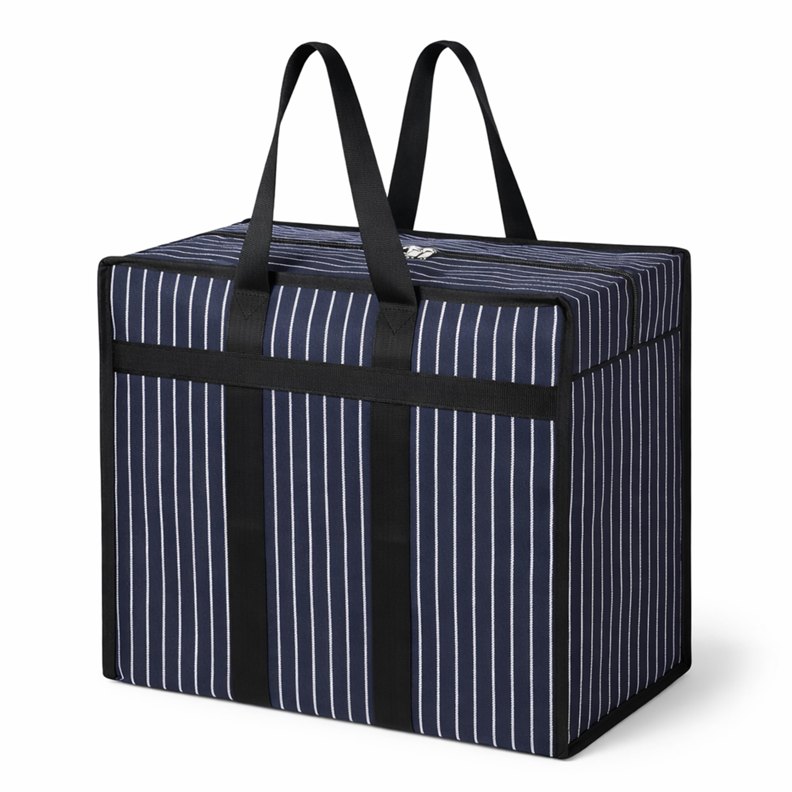 Match Made Extra Large Heavy Duty Canvas Storage Organizer Bag with Zip | Multipurpose Jhola Thaila with Strong Handles & Base for Home Storage, Travel, Laundry & Wardrobe – Black-image-25