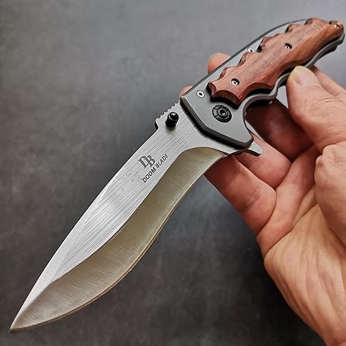 Miniatura 6 de DOOM BLADE Cuchillo de bolsillo, cuchillos plegables con clip de bolsillo de 3.62 pulgadas de longitud de la hoja de acero 440C con mango de madera,