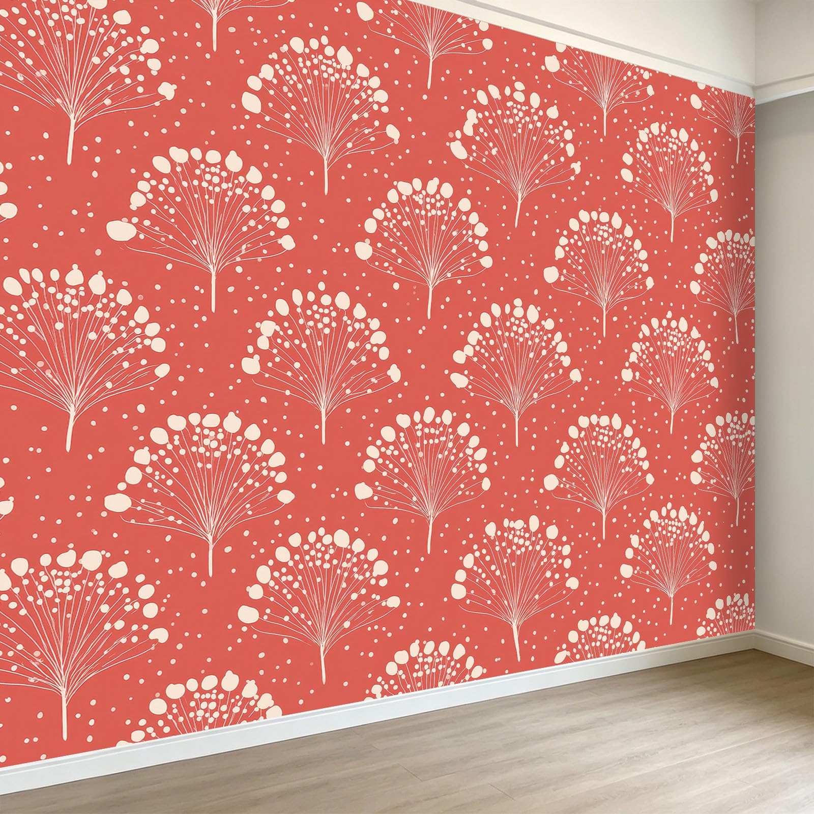Papier Peint Chambre pour Grand Mur Blanc | Fresque Moderne Rouge Brique