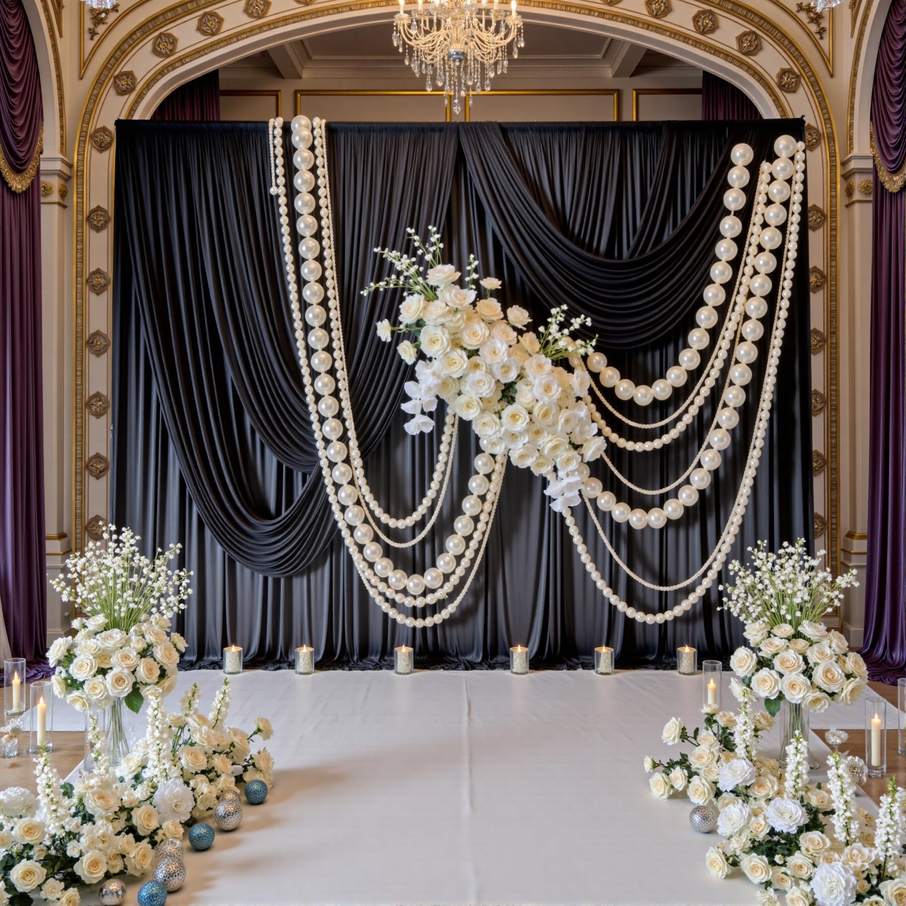 10ft x 10ft Wrinkle Free Black Backdrop Curtains for Parties, 2 Panels 5ftx10ft Polyester Photo Backdrop Drapes for Wedding Birthday Graduation Photography Background — view 3