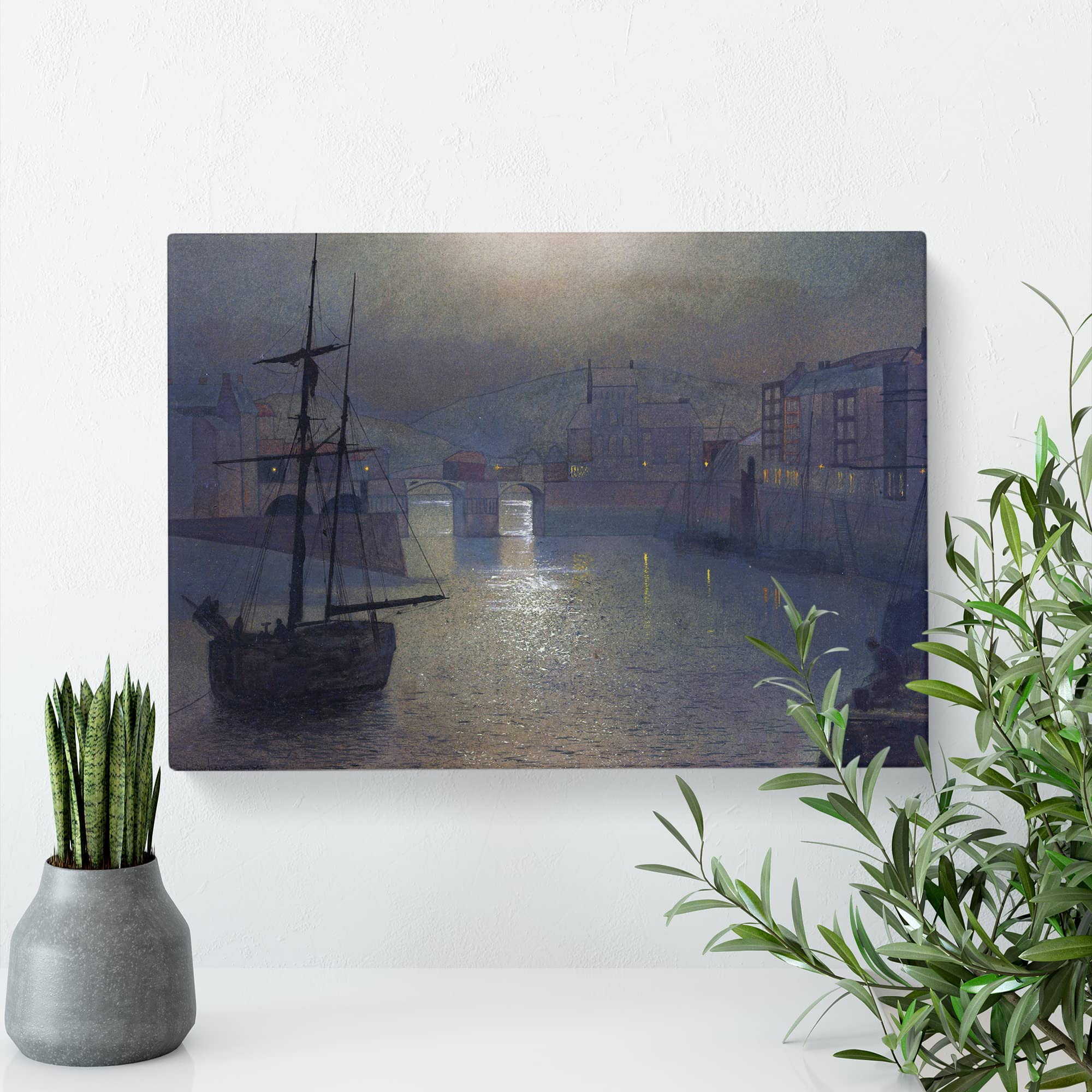 Whitby Harbour Vol.1 By John Atkinson Grimshaw Canvas Print, Mixed, 25L x 50W cm - Image 3