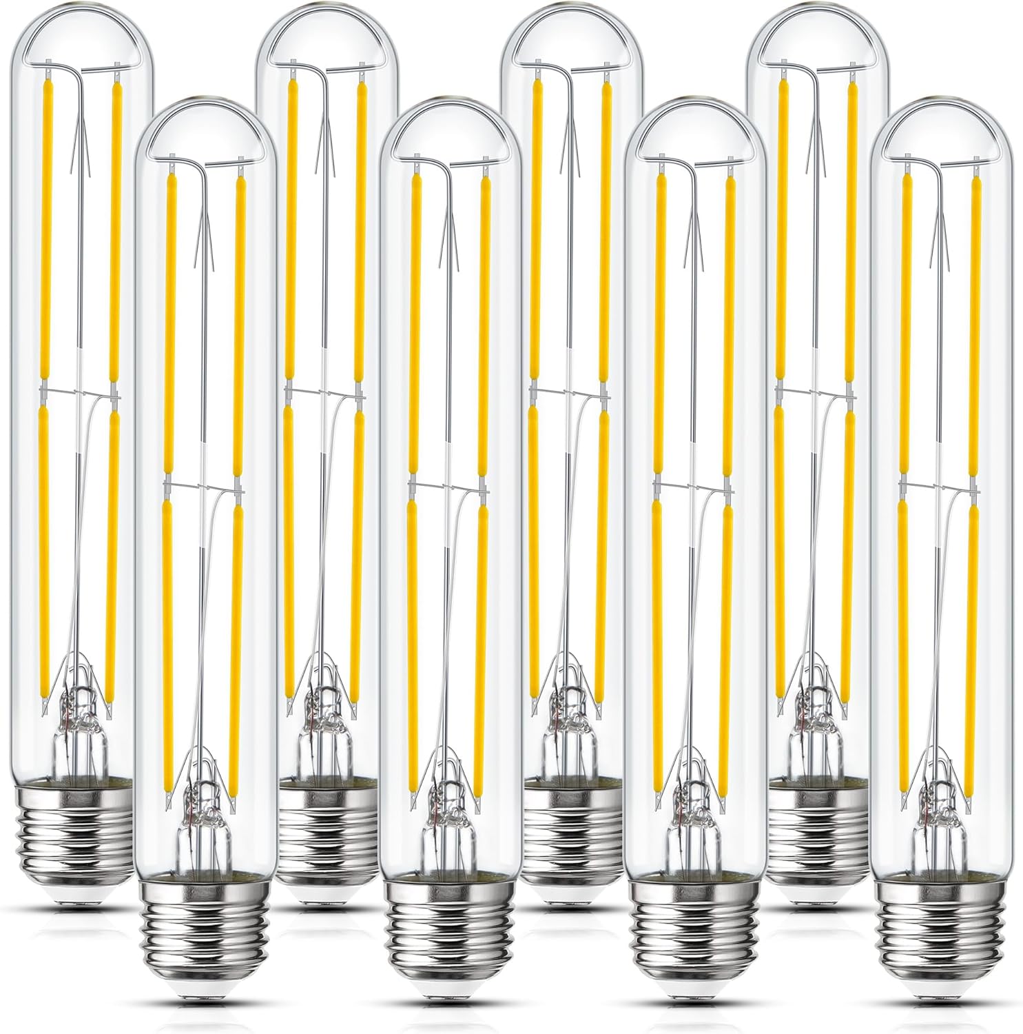 Tubular Light Bulb 7.3 Inch Dimmable T10 LED Bulb E26 6W 60 Watts Edison Bulbs 4000K White Light,185mm Long for Wall Sconces, Pendant, Livingroom, 8-Pack