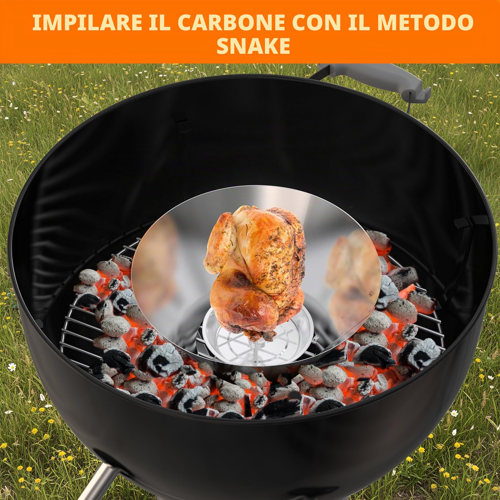 onlyfire Cestello in Acciaio Inox per Carbone per Grigliare Direttamente e Indirettamente nel Barbecue a Sfera per La Griglia del Bollitore Weber e La Griglia a Carbone e Altre Griglia in Ceramica