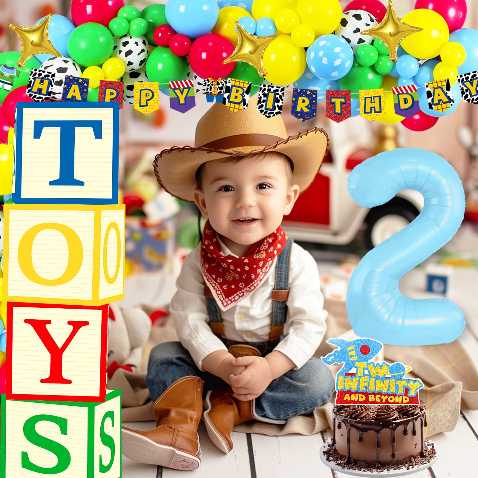 Two Infinity And Beyond Birthday Decorations 133pcs Toy Inspired Story