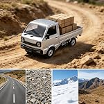 Remote Control Retro Pickup Camion avec lumières - WPL D12 1:12 Échelle RC Voiture Crawler, 2.4Ghz RTR Argent des véhicules hors route pour les adultes