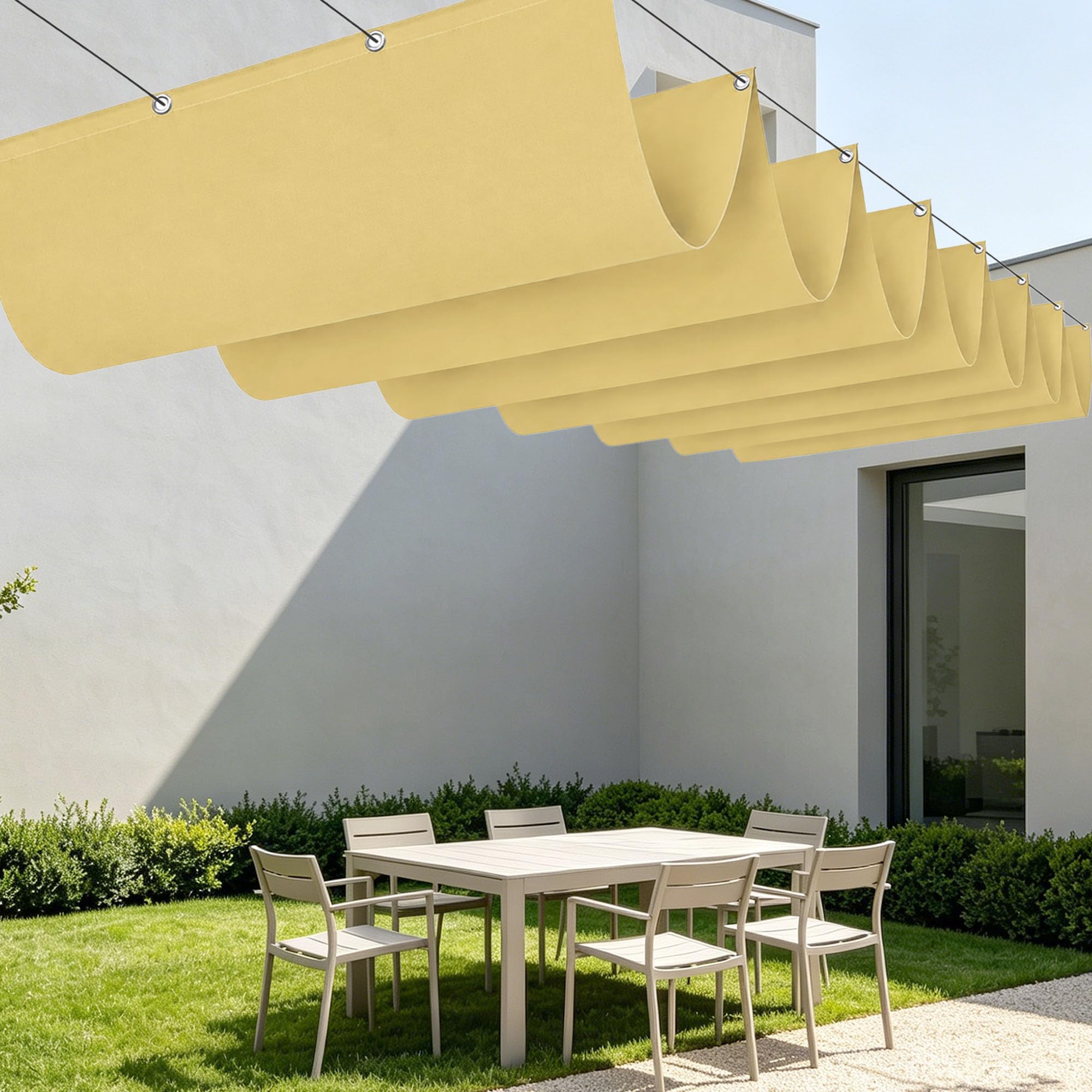 Toile imperméable voile ombrage vague 200x520 cm haute protection UV