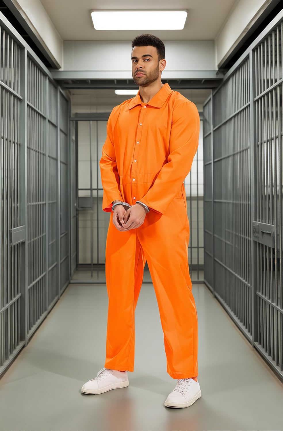 Prisoner Costume Men Orange Jumpsuit Loose Prison Jumpsuits for Halloween Costume Party - Image 4