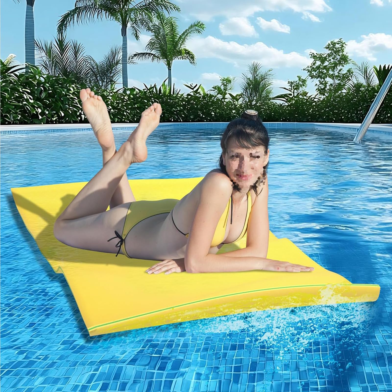Tapis d'eau flottant, 3 couches de mousse XPE indéchirable pour lac, piscine, rivière, océan, durable pour s'amuser sur l'eau