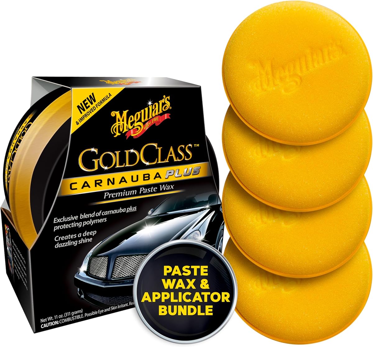 Meguiar's G7014J Gold Class Carnauba Plus Cera en pasta premium + Brillo supremo | El spray para detalles de automóviles Protects Car Interiors crea un brillo impresionante y de alto brillo en las superficies interiores de su automóvil.