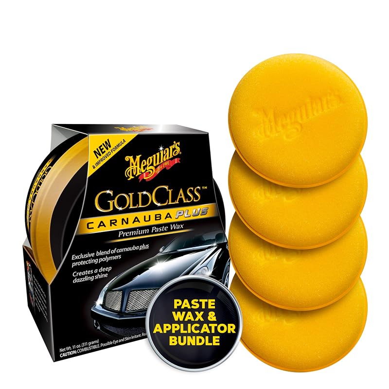 Meguiar's G7014J Gold Class Carnauba Plus cera automotiva em pasta com aplicadores Supreme Shine, 311 g e 4 unidades