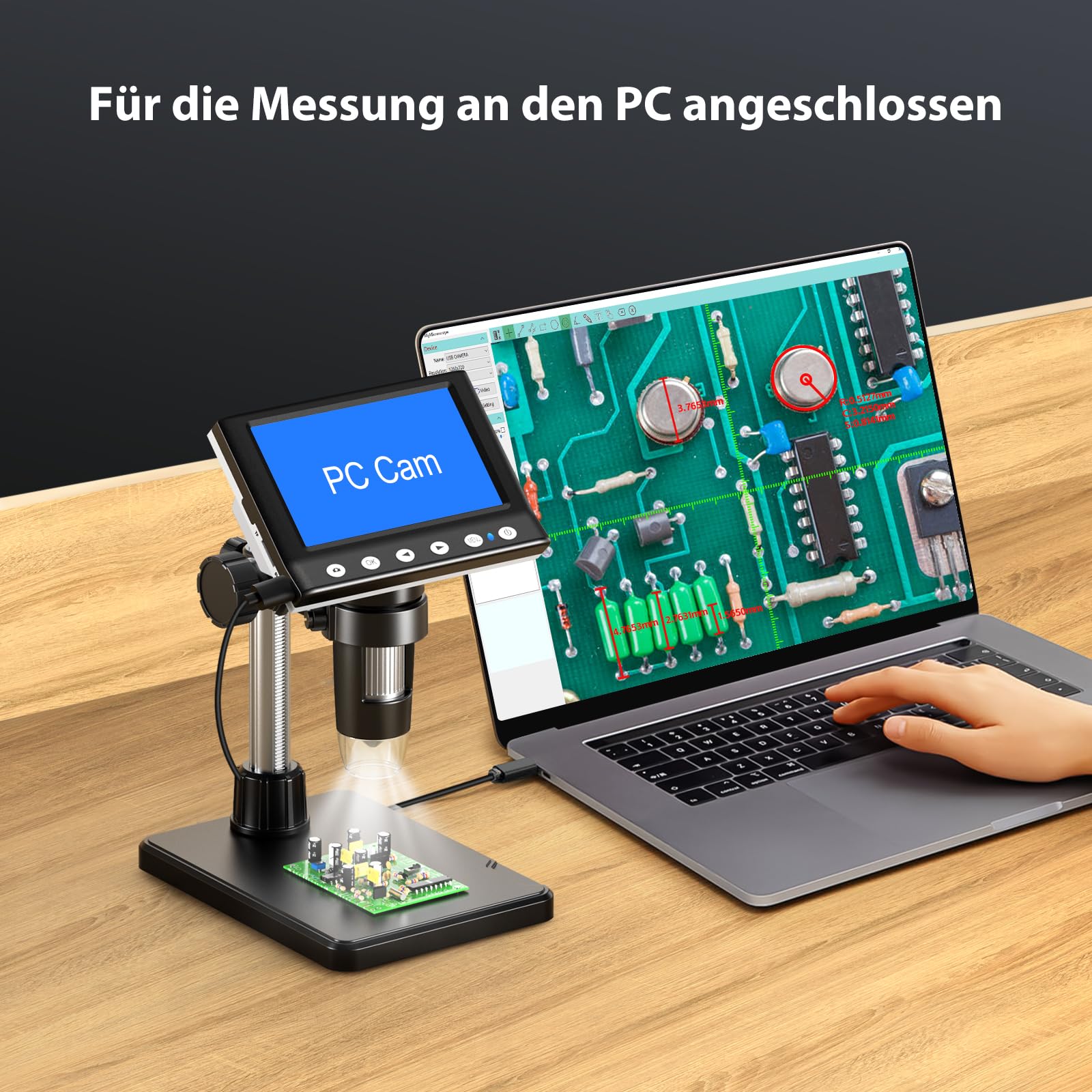 Microscopio digital, microscopio LCD de 4,3 pulgadas, microscopios USB 1080P con 8 luces LED ajustables, tarjeta de 32 GBTF, microscopio para niños, adultos, compatible con MacOS Windows