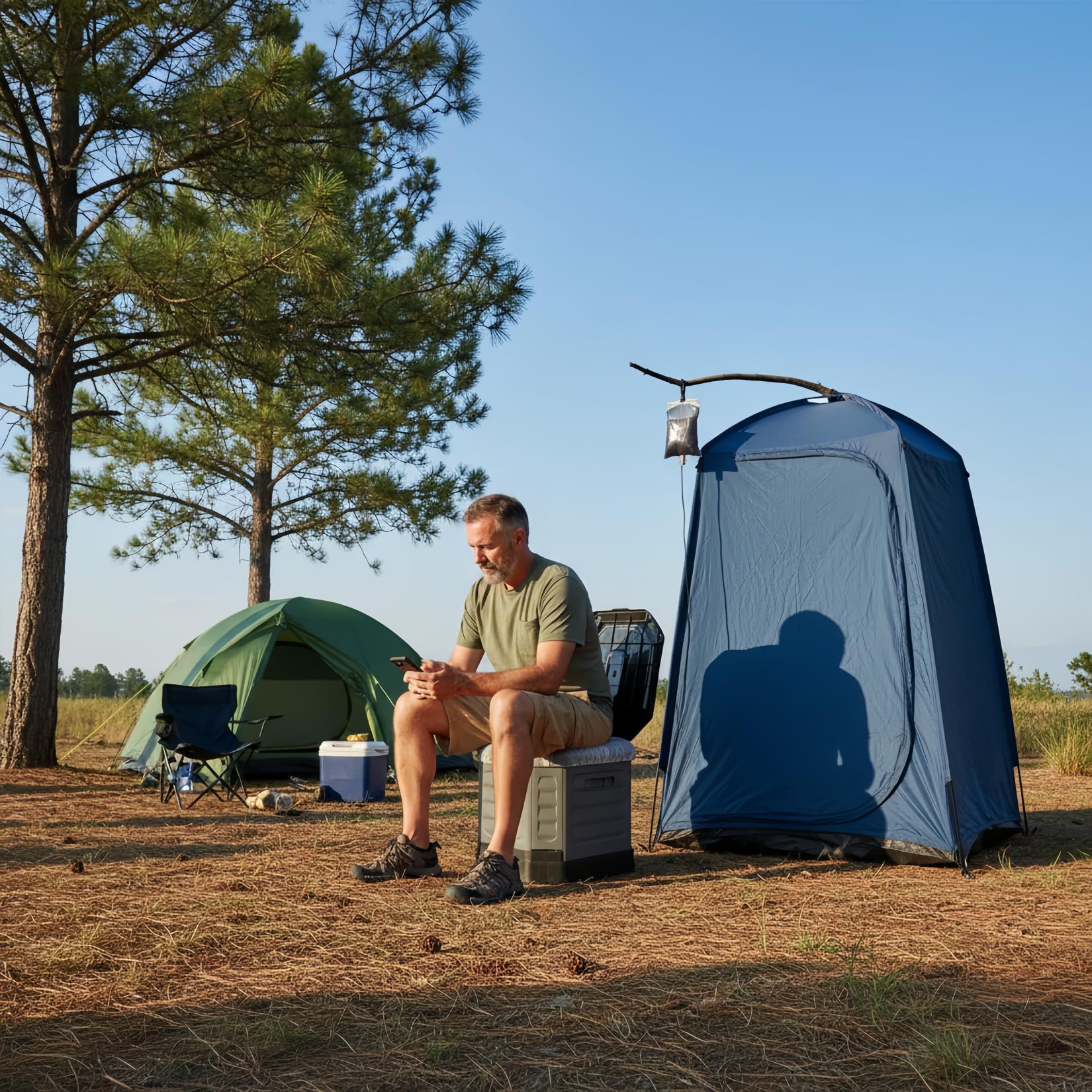 Tragbare Camping-Toilette, zusammenklappbare Reise-Toilette mit Deckel für Erwachsene und Kinder, kompaktes tragbares Töpfchen für Camping, Wandern, Autoreisen, Wohnmobil, LKW, Bootfahren