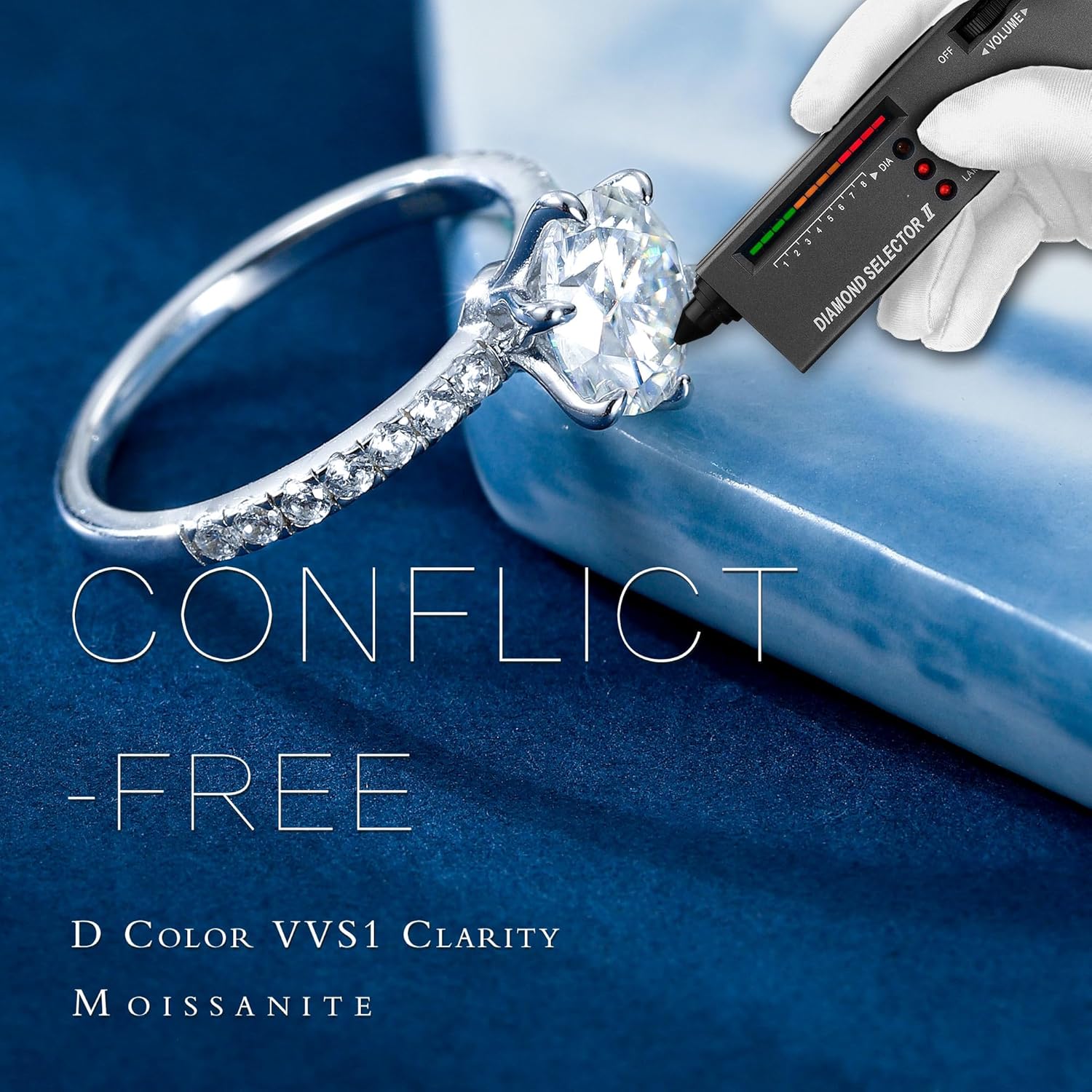 MOOSEA 2CT Moissanite Engagement Rings for Women Wife, 925 Sterling Silver with 14K White Gold Plated Promise Ring Her Moissanite Rings for Women Engagement Wedding Gifts - Image 3