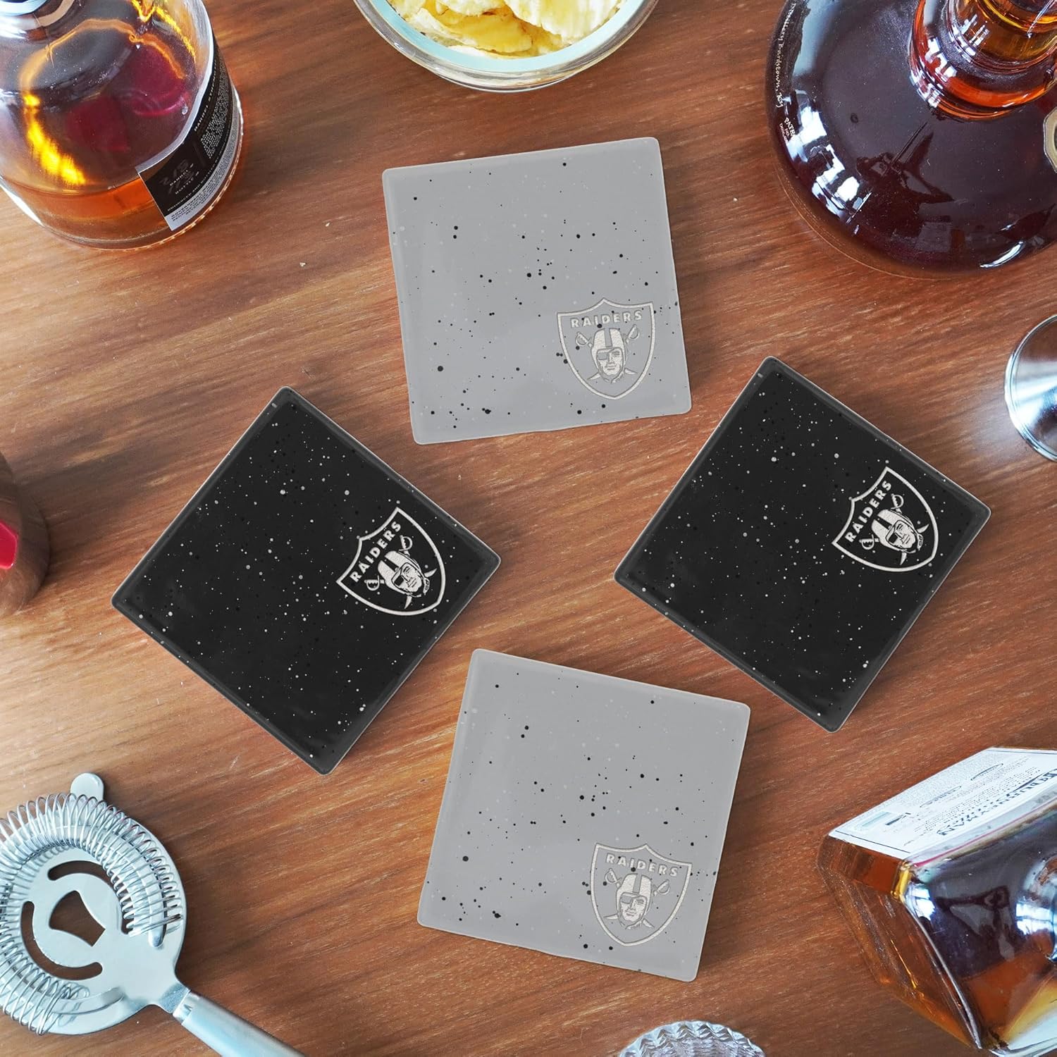 Rico Industries NFL Football Standard Set of 4 Ceramic Drink Coasters with Non-Slip Cork Base for Drinks - Image 2