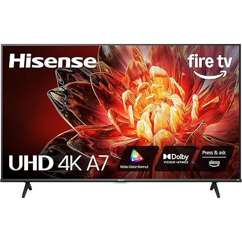 Hisense 55" Class A7 Series (55A7NF,2025 Model) 4K UHD Smart Fire TV, Voice Remote with Alexa, Wide Color Gamut, HDR10+, Dolby Vision, Dolby Atmos, Game Mode, ALLM, Stream Live TV Without Cable