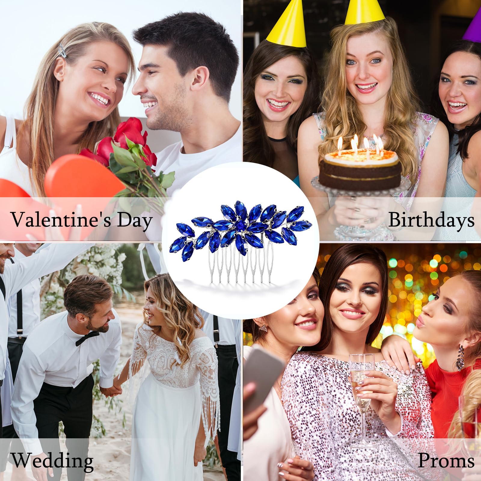 Ymapinc Peineta para el pelo con diamantes de imitación azules para mujer, para bodas, no y exquisita, regalo de cumpleaños para mujeres