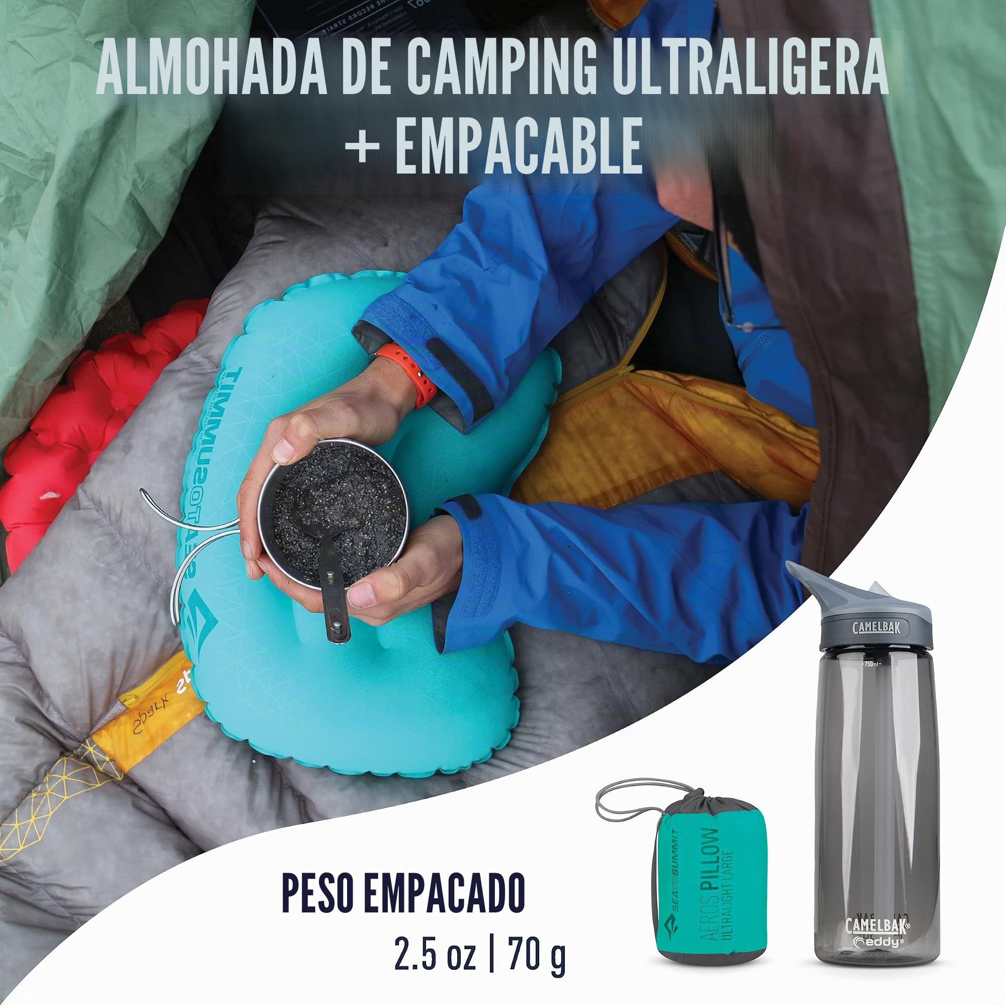SEA TO SUMMIT Almohada - Aeros Ultralight Pillow L Turquesa Color: Turquesa