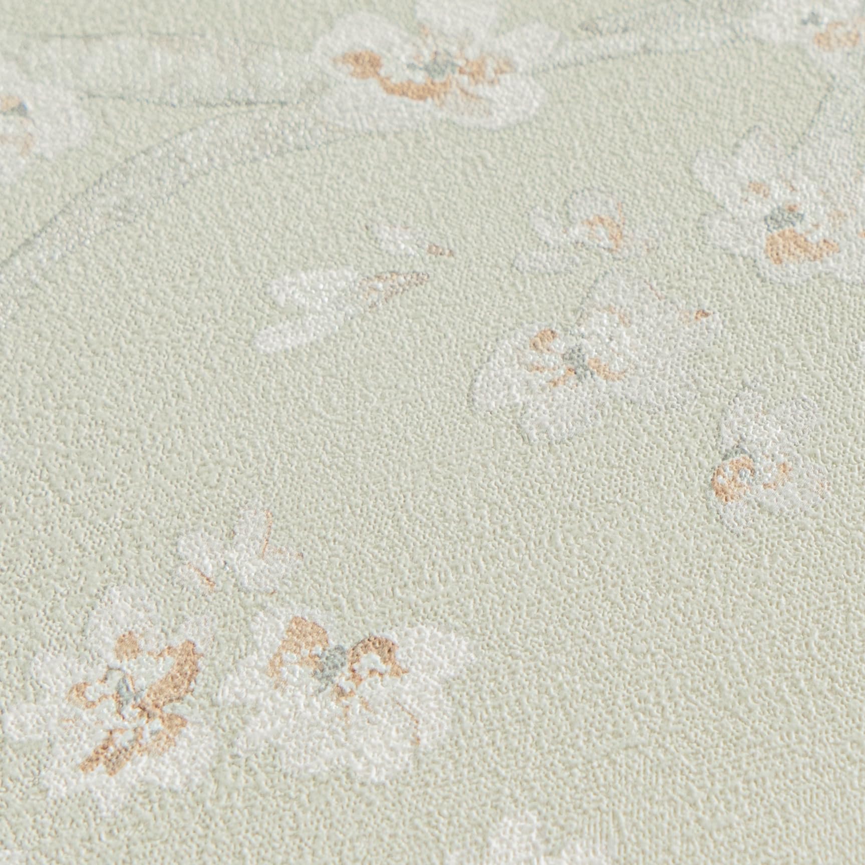 Livingwalls carta de parati TNT con effetto metallico in verde, bianco, grigio, metallico – carta de parati floreale 10,05 x 0,53 m – 781991