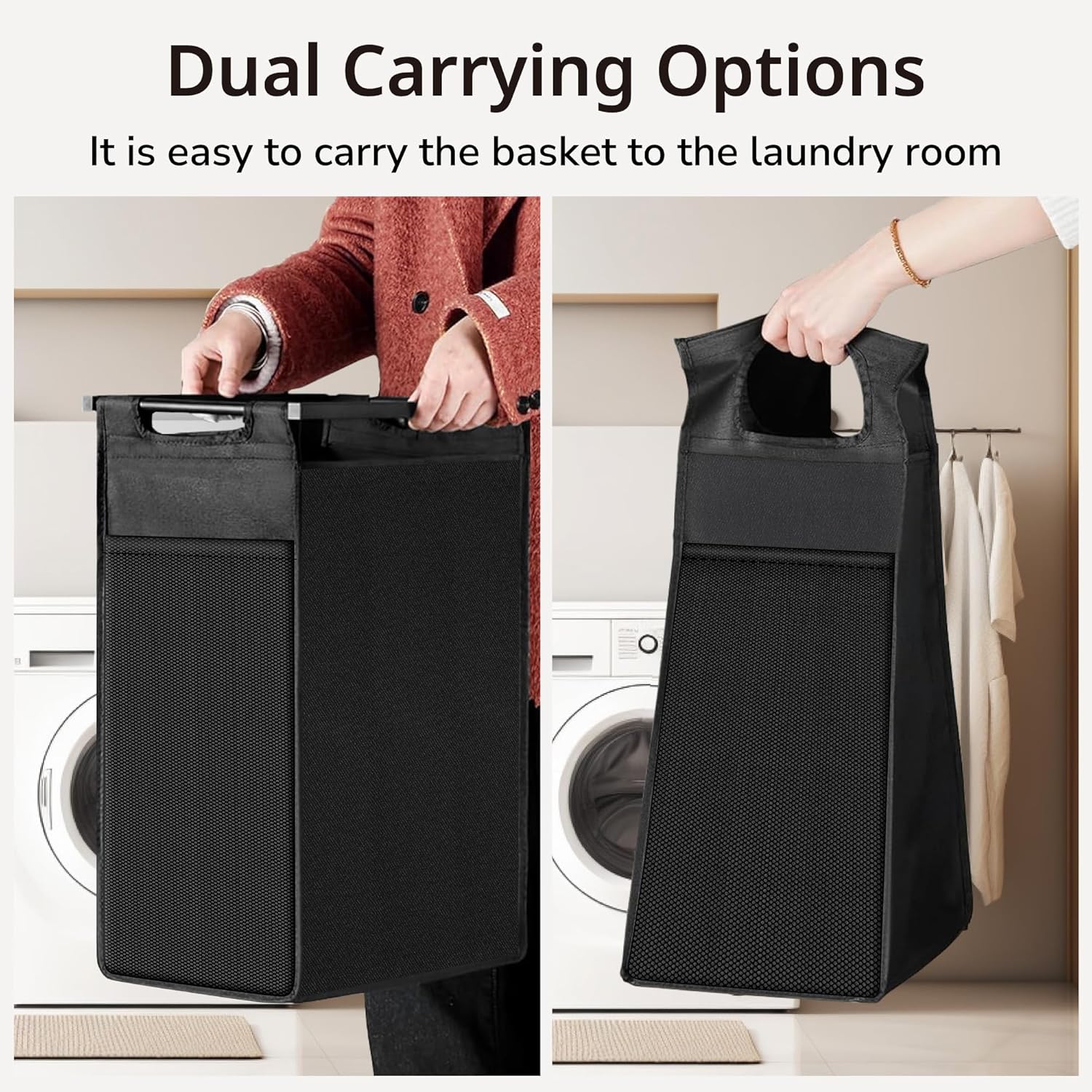 Laundry Hamper, Laundry Basket with 3 Pull-Out Removable Oxford Fabric Bags, 3 x 10.6 Gallons, Total 120L, Cloth Laundry Sorter with a Top Shelf 36.4"x13" (Black and Rust)