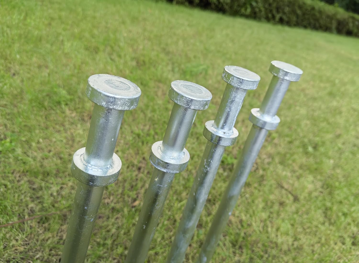 Double Head Tent Stakes - Heavy Duty 1045 Steel Heat-Treated Ground Spikes, Forged Geometric Sharp Tips for Stronger Hold, 0.79”(20mm) Diameter, 4-Pack (24 in)