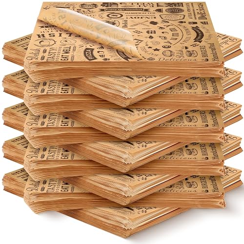 Outus Deli Wax Paper Sheets Brown 1400 Pcs 12 x 12 Inch