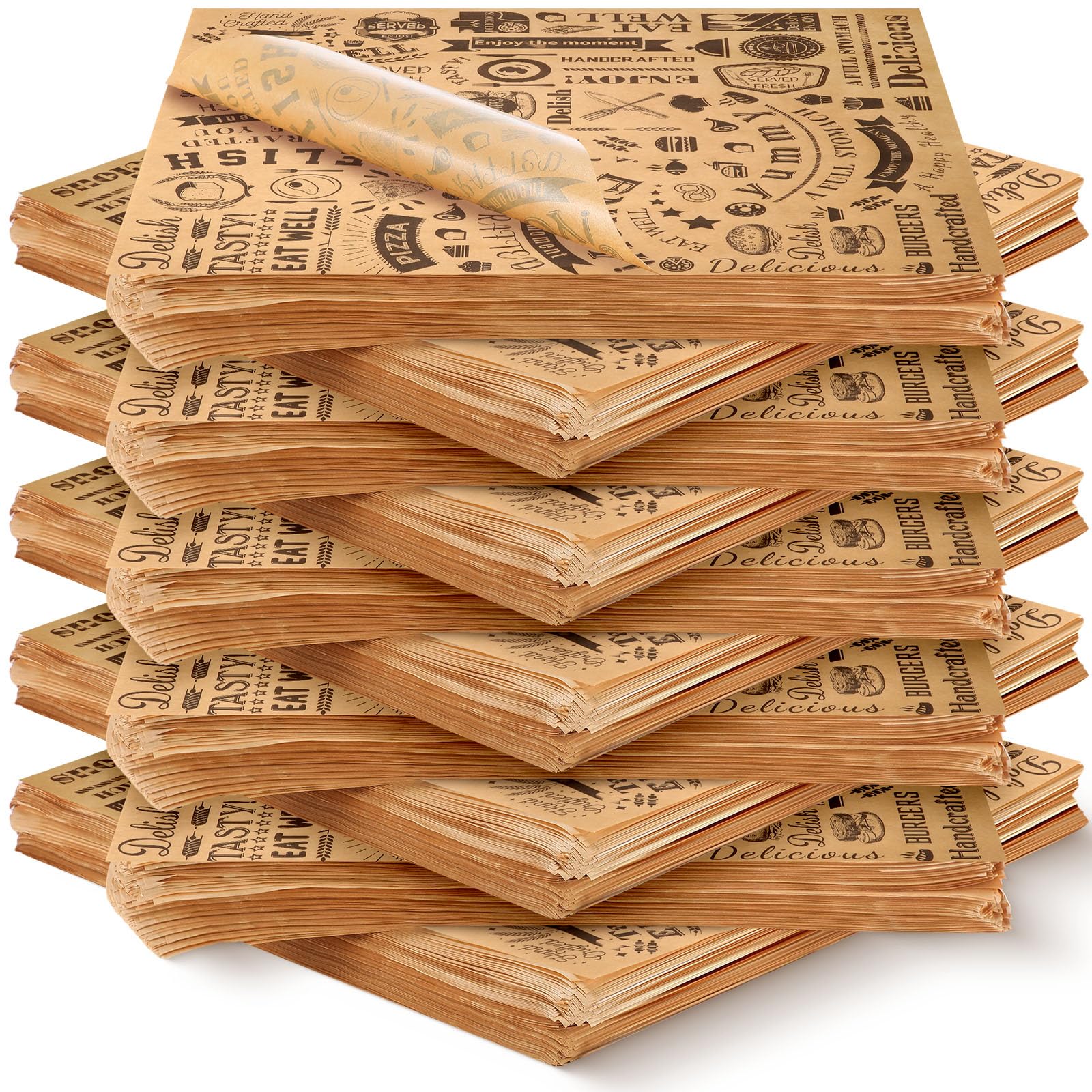 1000 Pcs 12 x 12 Inch Deli Wax Paper Sheets Grease Resistant Tray Basket Liners Newsprint Paper Water and Grease Proof Sandwich Wrapping Square Hot