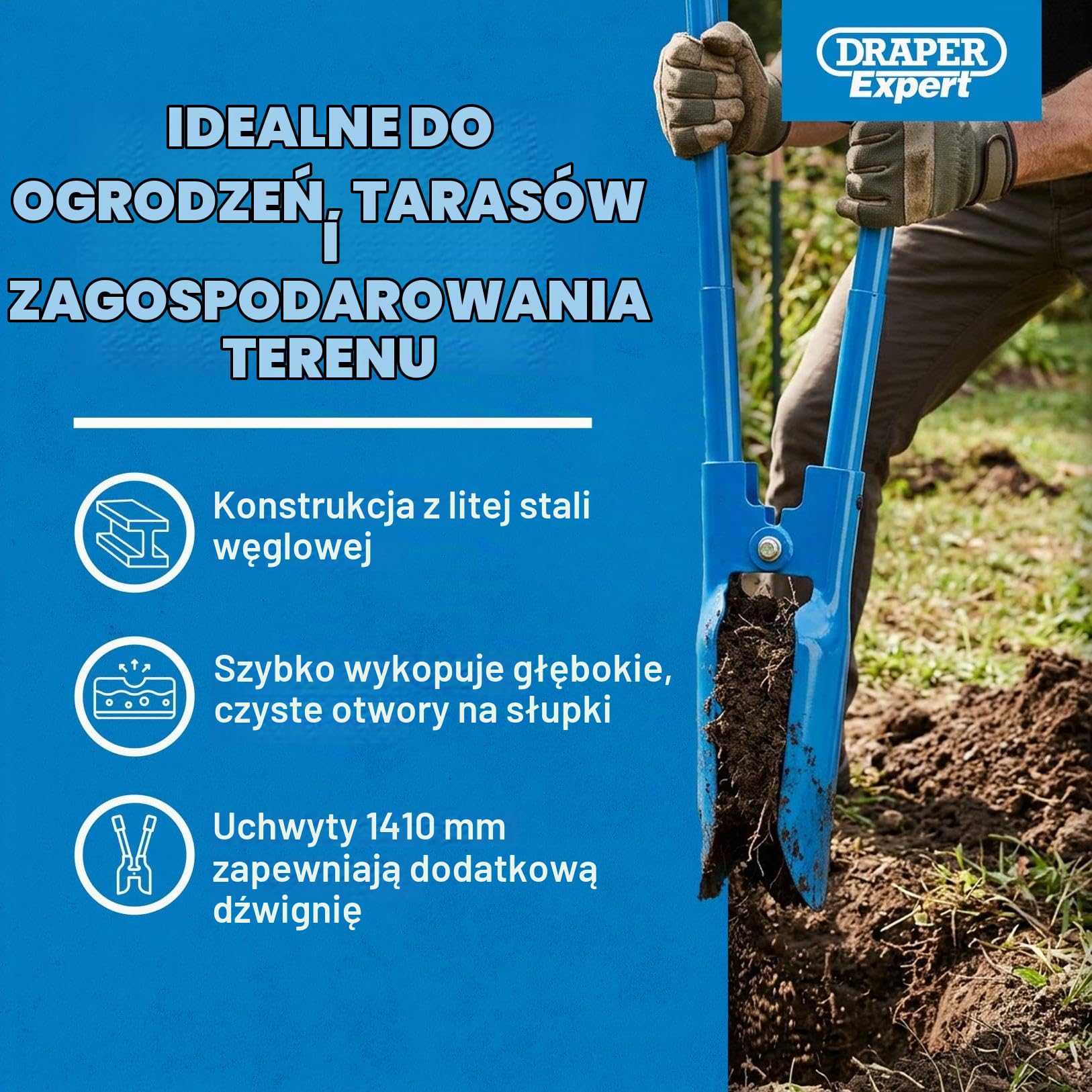Draper 82429 wytrzymała koparka do otworów słupkowych