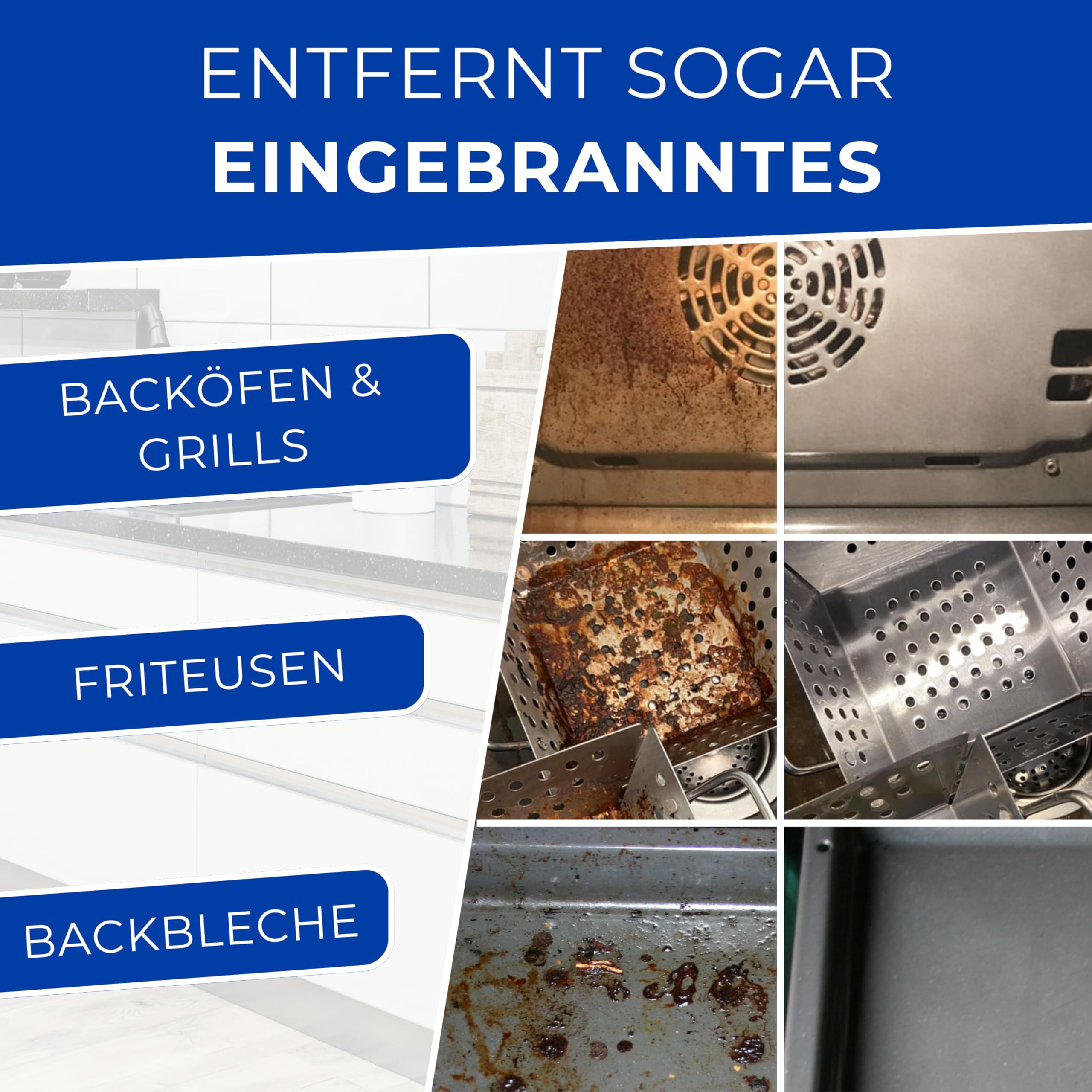 ABACUS® Backofenreiniger, Grillreiniger mit Mikrofasertuch & Schwämmen - Backofen- & Grillreiniger Set 750 ml gebrauchsfertig (7397)