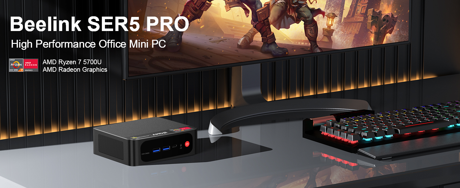 Amazon.com: Beelink Mini PC, AMD Ryzen 7 5700U (up to 4.3GHz