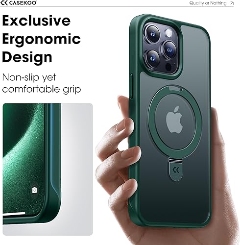 Miniatura 7 de CASEKOO Funda con anillo magnético oficial original para iPhone 15 Pro protección militar contra caídas compatible con MagSafe a prueba de golpes,