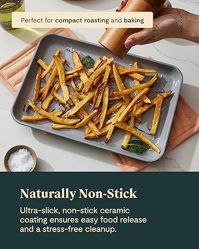 Miniatura 4 de Caraway Bandeja pequeña de cerámica antiadherente para hornear (9 x 13 pulgadas), no tóxica, sin PTFE ni PFOA, apta para horno, núcleo de acero