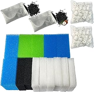 Aquarium Filter Medien Set Kompatibel mit Juwel Bioflow 3.0 M (2 Blaue Feinstsponge, 2 Blaue Grobsponge, 2 grüne Sponge, 2 Aktivkohle-Sponge, 6 Filterwatte, 2 Kohlefilter, 2 Kerami