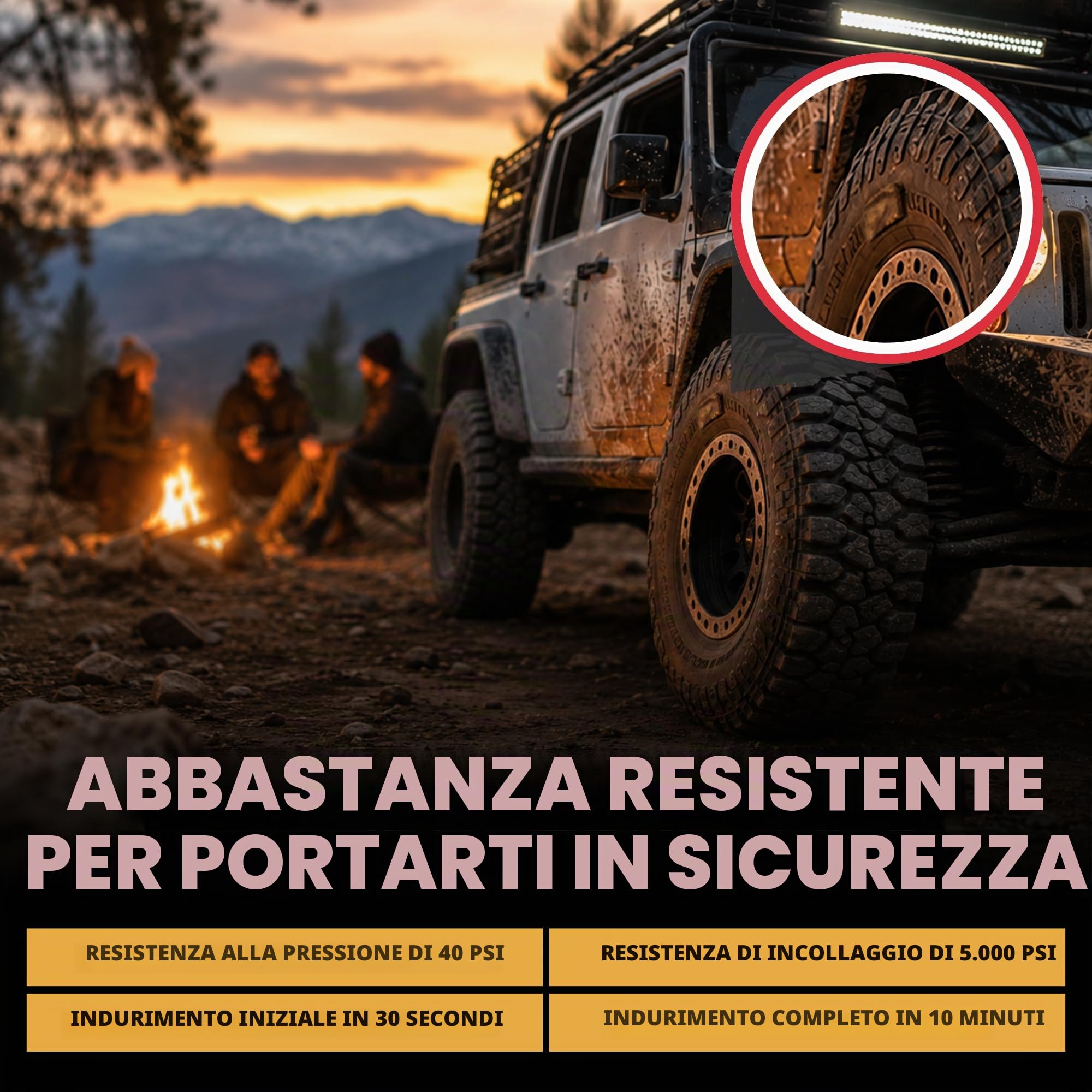 GlueTread, kit di riparazione pneumatici 4 x 4, kit di riparazione pneumatici laterali per veicoli fuoristrada 4x4, formula in gomma migliorata, nessun acceleratore necessario, tempo di asciugatura 10