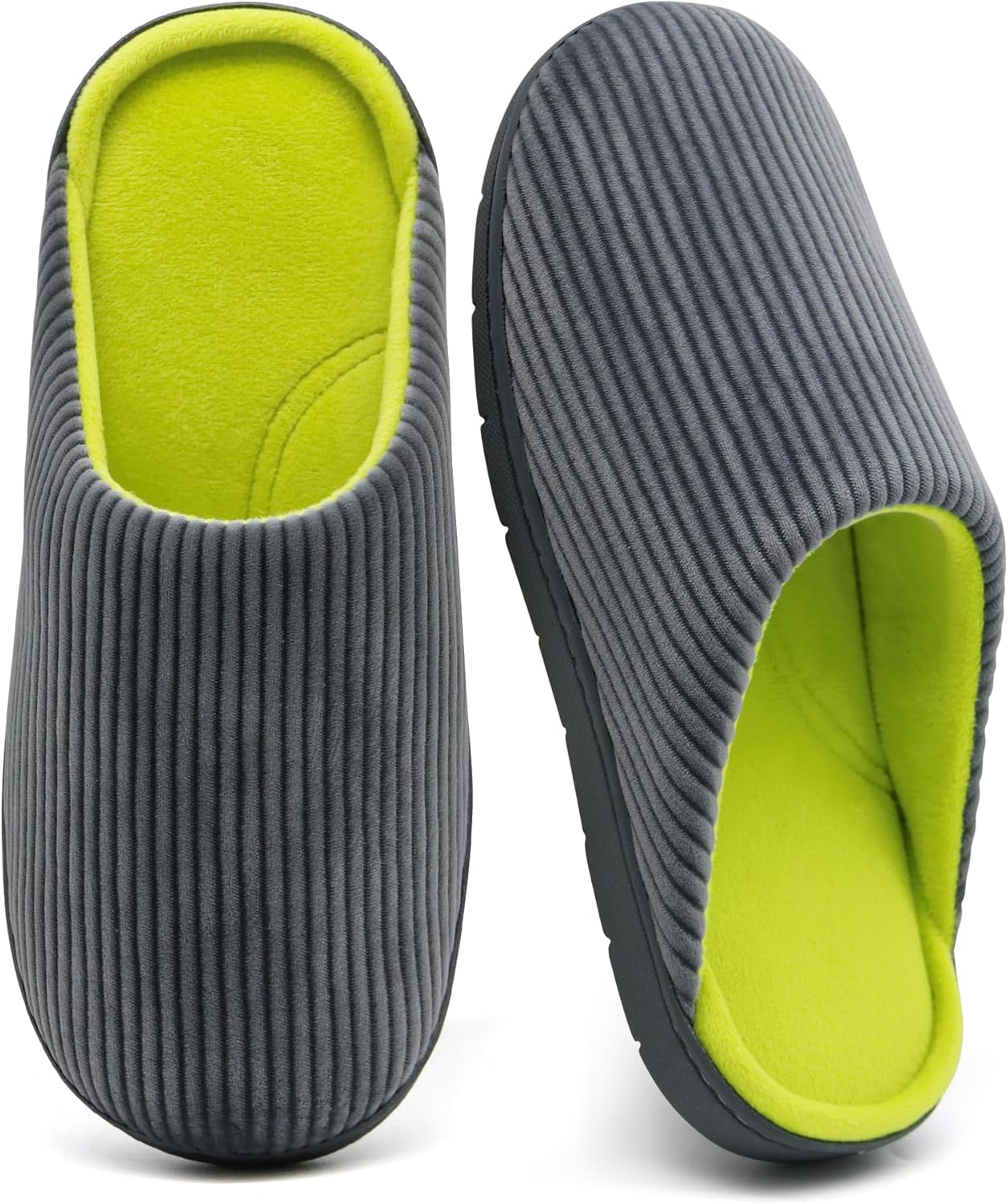 Mens House Slippers with Arch Support, Comfy Two-Tone Memory Foam Slippers Non-Slip Indoor Outdoor, Warm Cozy Home Slippers for Winter