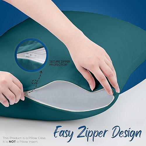 Miniatura 4 de Utopia Bedding Protector de almohada impermeable con cremallera (paquete de 4) verde azulado estándar - Funda de almohada a prueba de chinches de 20