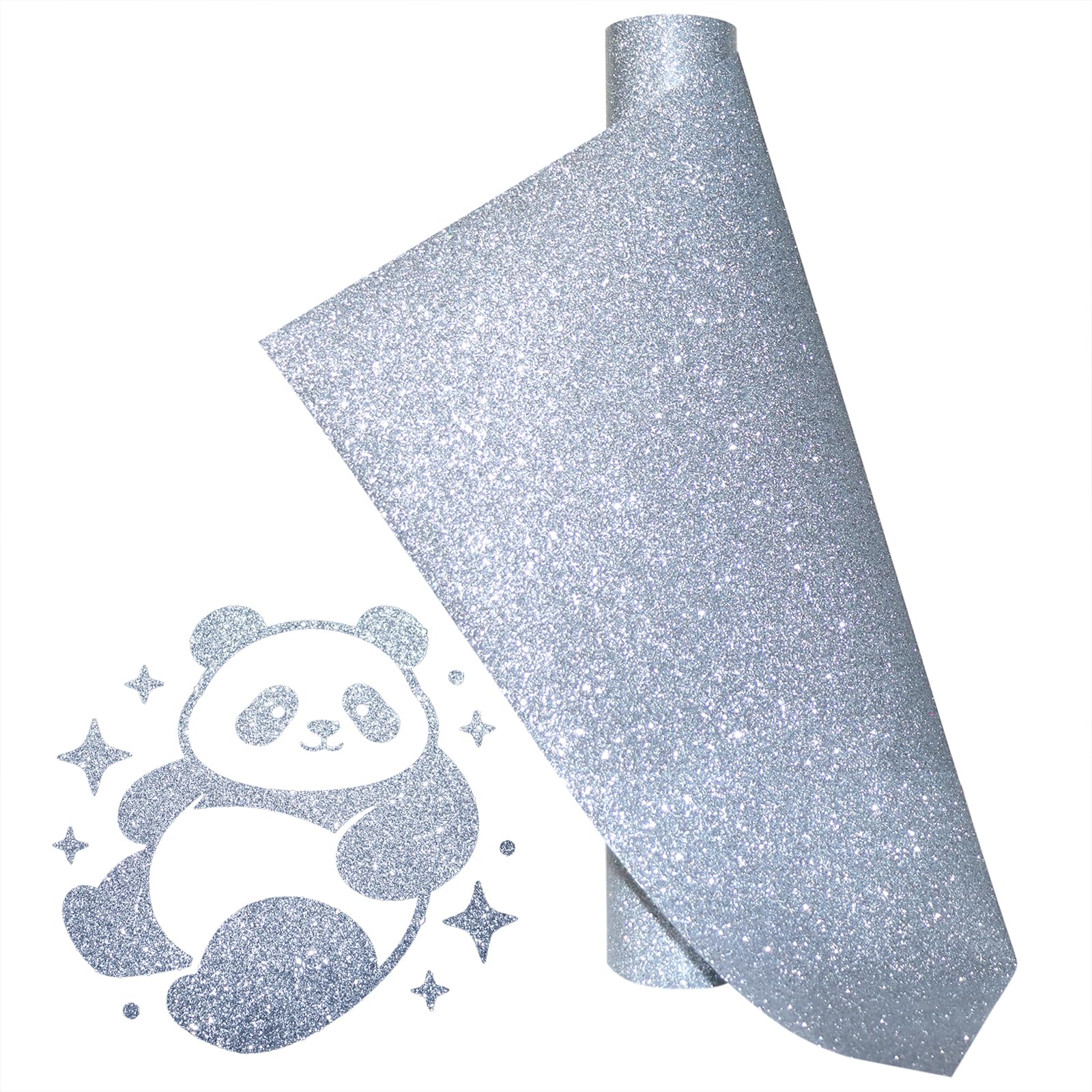 Glitter Silver Vinyl Heat Transfer Vinyl Silver HTV Vinyl Rolls Pack 12 Inch x 5 Feet Iron on Vinyl for Cricut, T-Shirts DIY Design, Silhouette Cameo for Heat Press Machine — image 1
