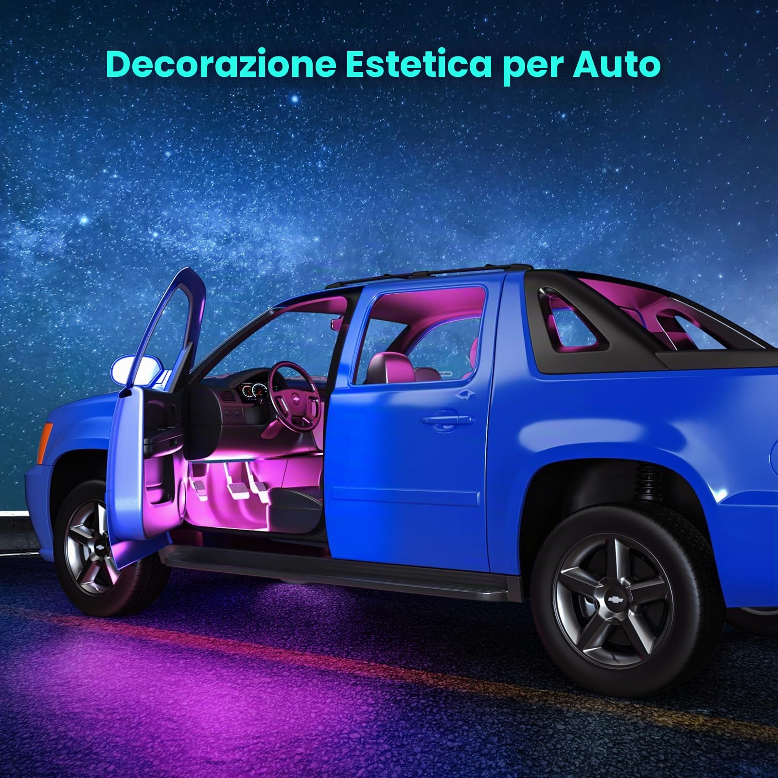 Winzwon Led Auto Interni con APP, accessori auto, Regalo Festa della Mamma, Uomo, Donna, Compleanno, Strisce Led Auto con Porta USB Controllo APP,1 Pezzi
