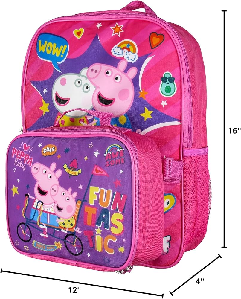 Amazon.com: Peppa Pig School Travel Backpack Set For Girls With