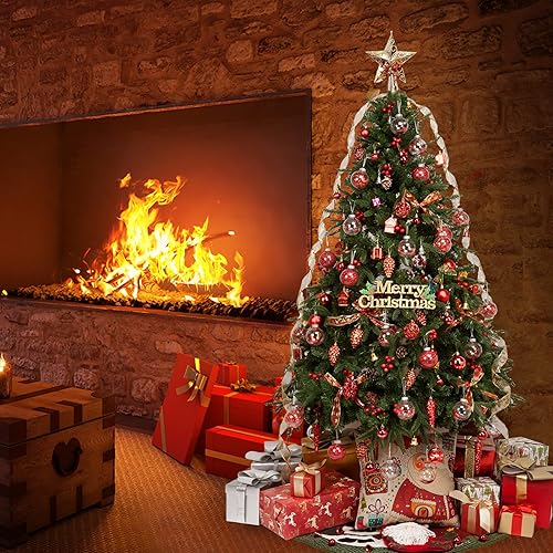 Miniatura 8 de AMS Adornos de bola de Navidad transparentes de 24 quilates, 2.36 pulgadas2.362 in, juego de bolas de Navidad colgantes inastillables para árbol de