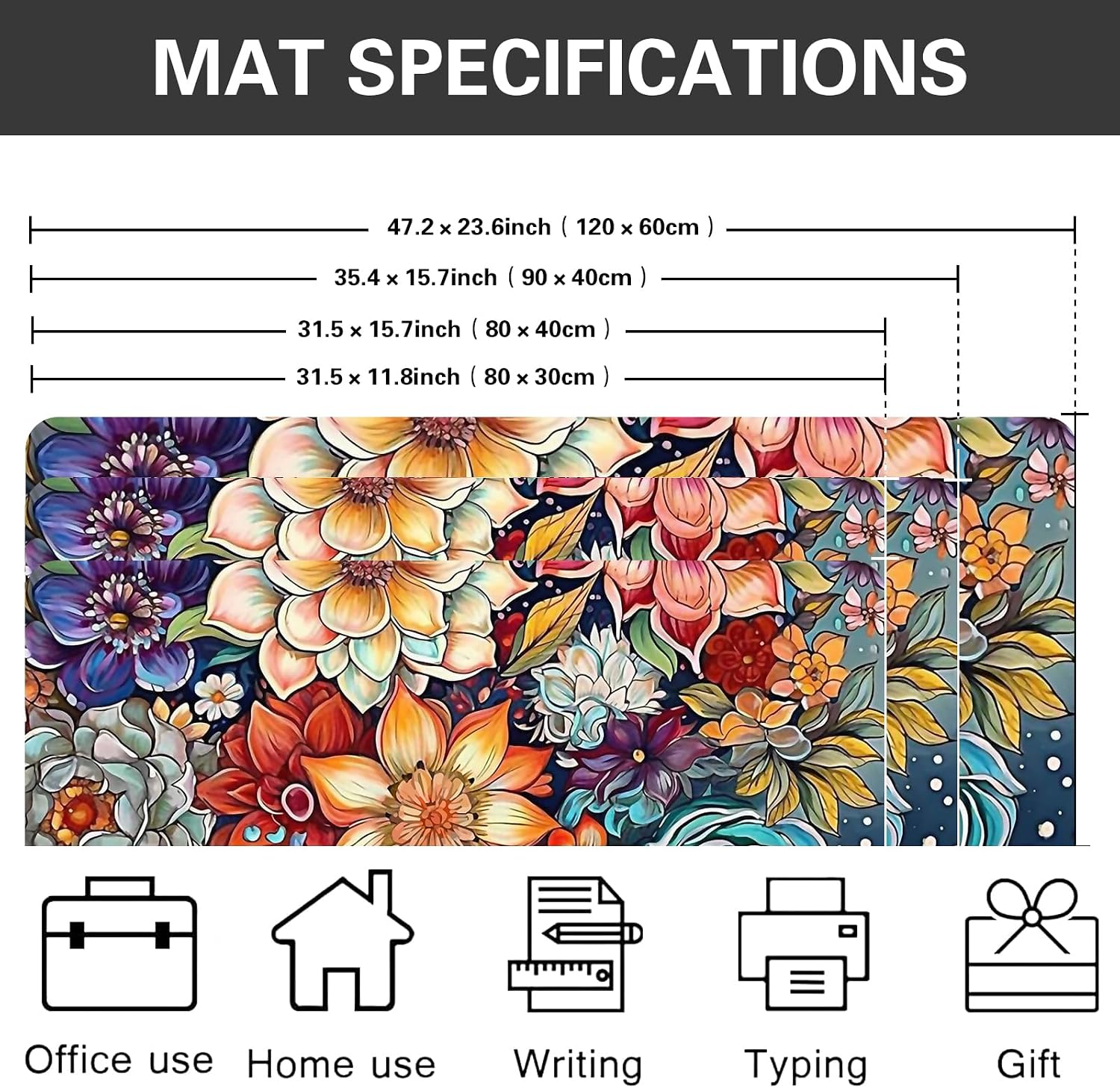 ALILANG Mouse Pad,Computer Mouse Pad 31.5 x 11.8 inch,Easy Gliding Waterproof Mousepad with Stitched Edges,Non-Slip Rubber Base Mouse Mat for Laptop,Desk and Gaming -Oil Painting
