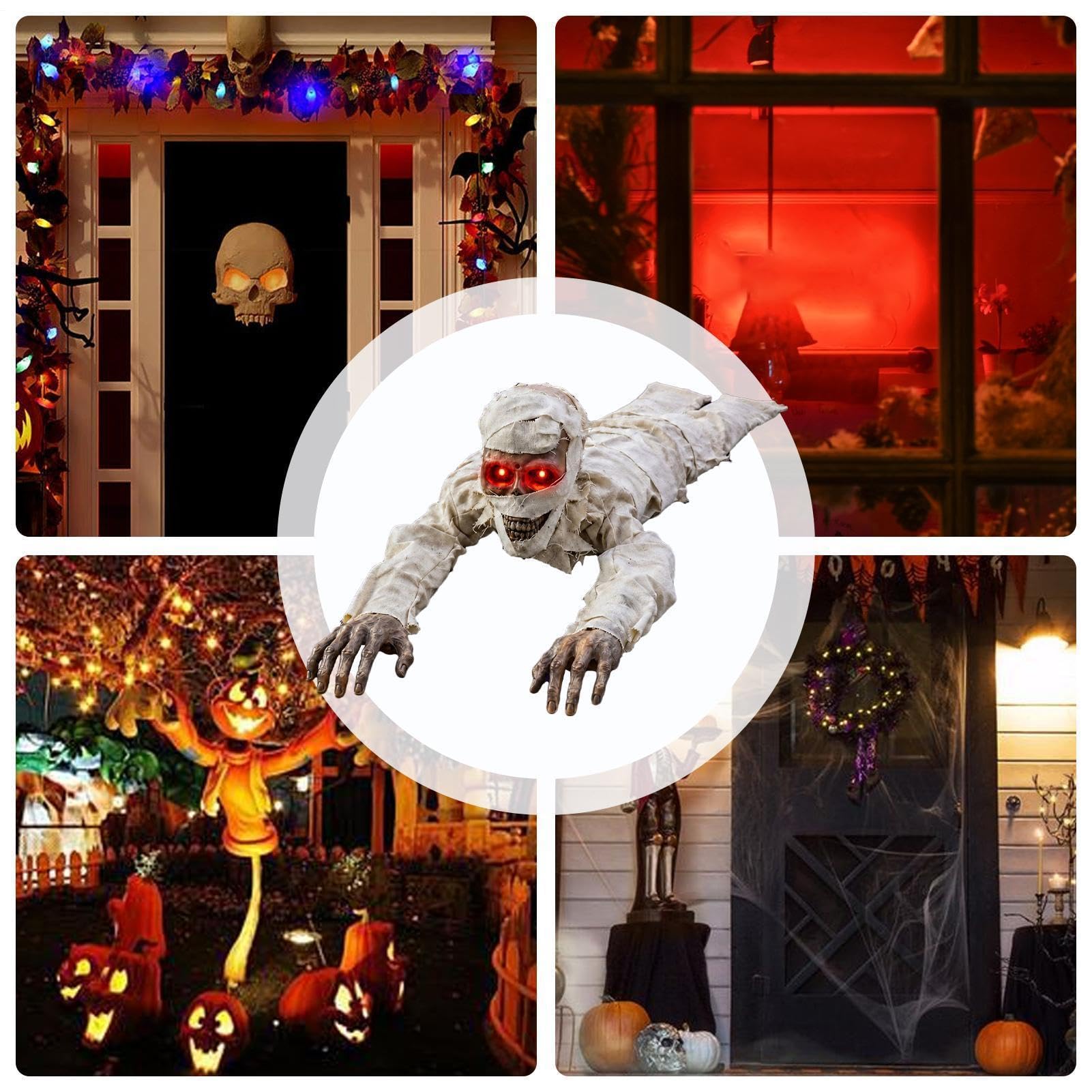 Fantasma Reptante Juguete De Broma Fantasma Activado por Voz | Decoraciones Eléctricas De Jardín Para Halloween Para Al Aire Libre Entrada Casa Encantada Reuniones Jardín