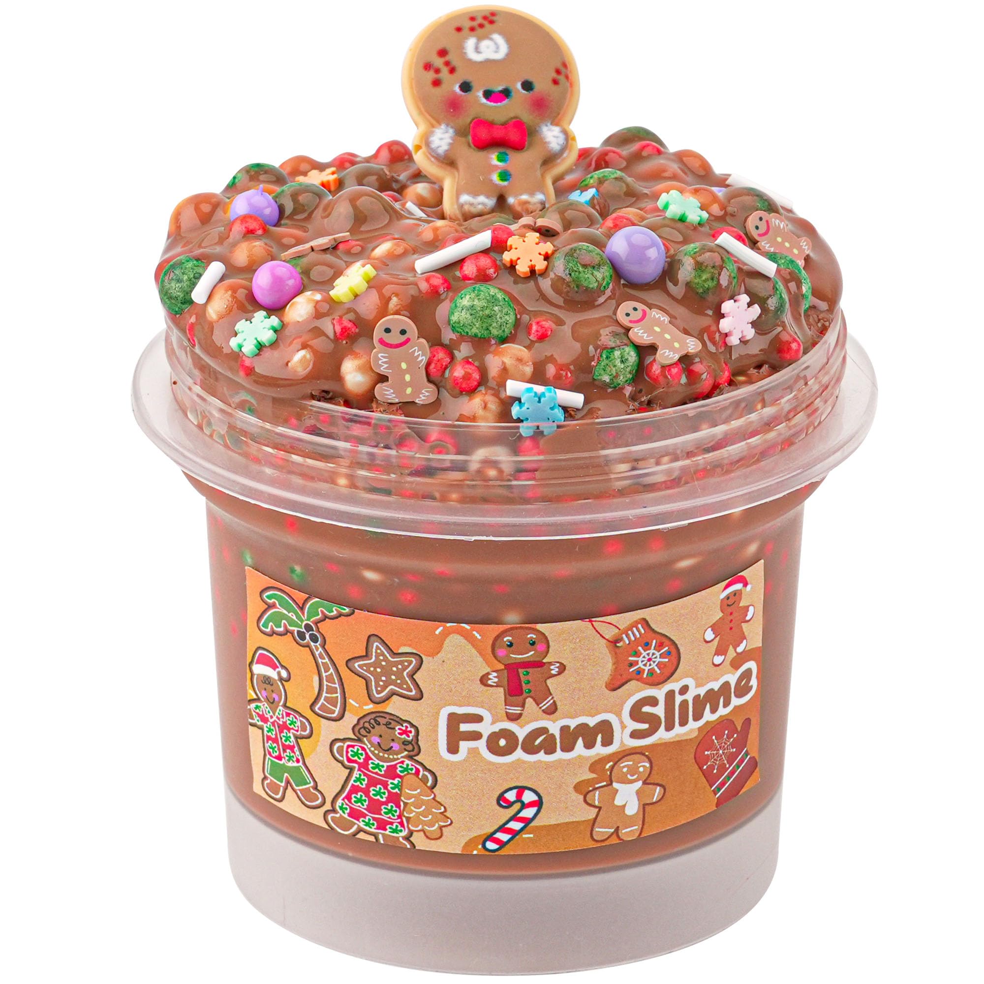 Okaybee Gingerbread Man Brown Foam Slime, Crunchy Slime for Children, Slime Party Gifts for Girls and Boys, Sensory Slime Toy, Christmas and Hallowmas Gift